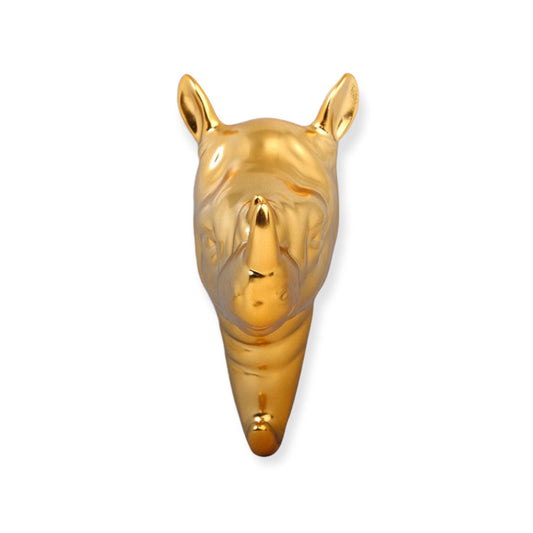 leuke gouden wandhaak in de vorm van een neushoorn