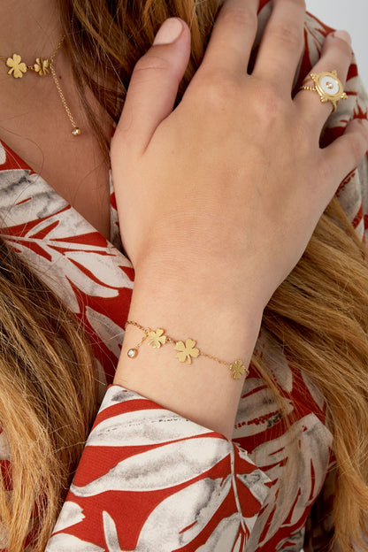 Zilveren Klavertjevier Armband – Stainless Steel