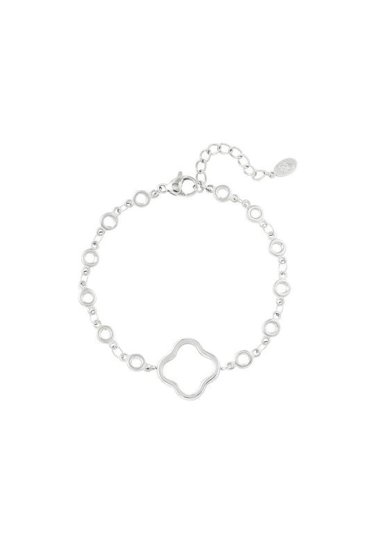 Zilveren armband met klavervorm – stainless steel gelukssieraad – Krokomingo