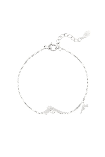 Zilveren stainless steel pistool armband – Krokomingo sieraden