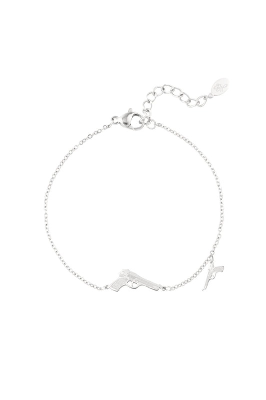 Zilveren stainless steel pistool armband – Krokomingo sieraden
