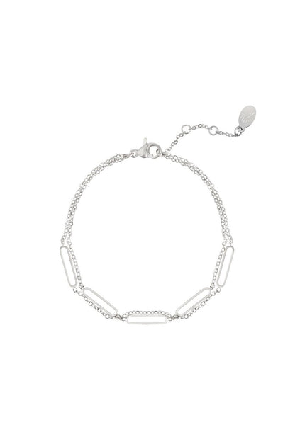 Zilveren armband met schakels – stainless steel minimalistische damesarmband – Krokomingo