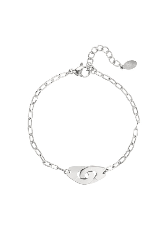 Zilveren armband met gesloten schakelsluiting – stainless steel damesarmband – Krokomingo