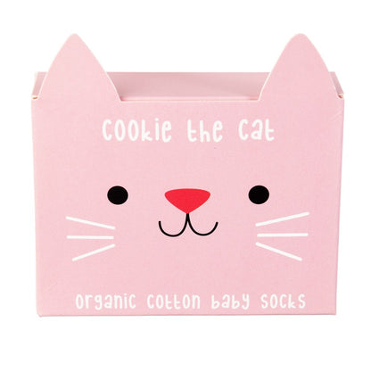 Babysocken Cookie die Katze – Rosa (0–3 Monate)