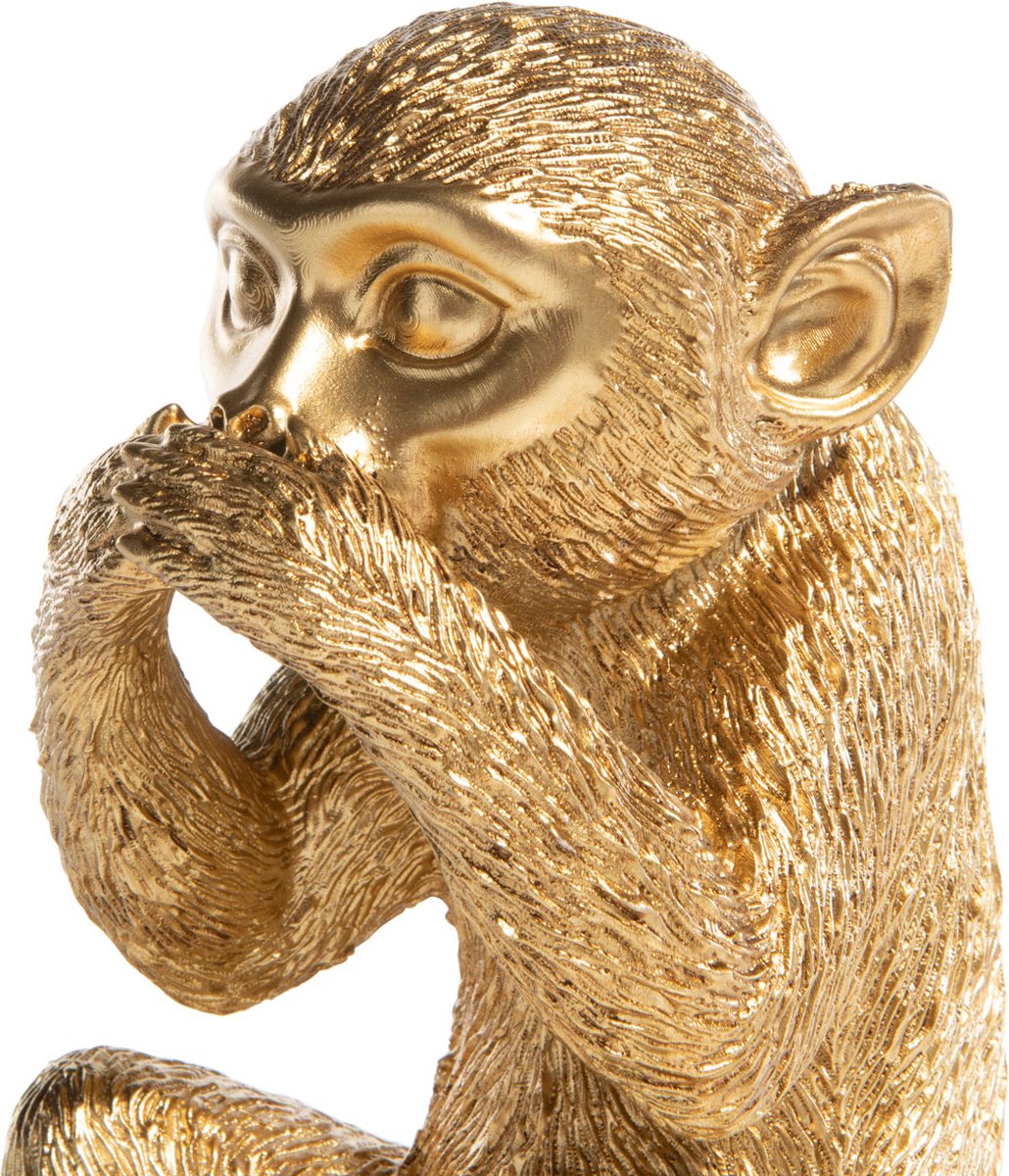 Beeld Aap ‘No Speak’ Goud – 14 x 14 x 20 cm – Coco Maison
