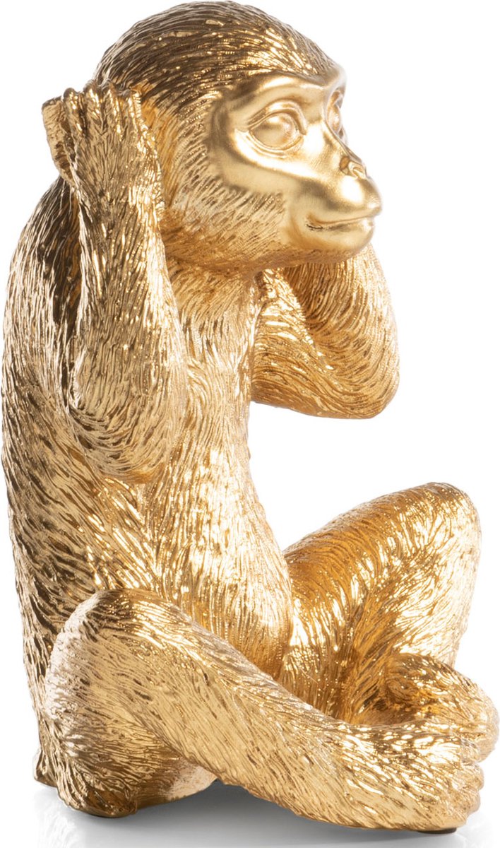 Beeld Aap ‘No Hear’ Goud – 14 x 14 x 20 cm  – Coco Maison