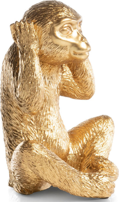 Beeld Aap ‘No Hear’ Goud – 14 x 14 x 20 cm  – Coco Maison