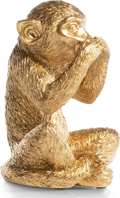 Beeld Aap ‘No Speak’ Goud – 14 x 14 x 20 cm – Coco Maison