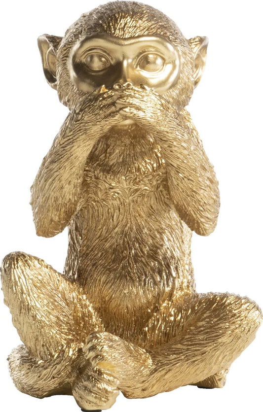 Gouden aapbeeld ‘No Speak’ uit horen-zien-zwijgen set – Coco Maison – 20 cm hoog