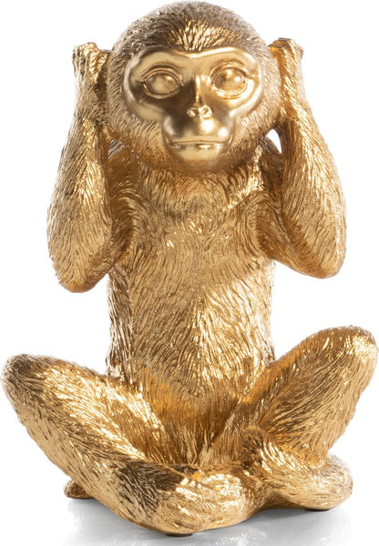 Beeld Aap ‘No Hear’ Goud – 14 x 14 x 20 cm  – Coco Maison