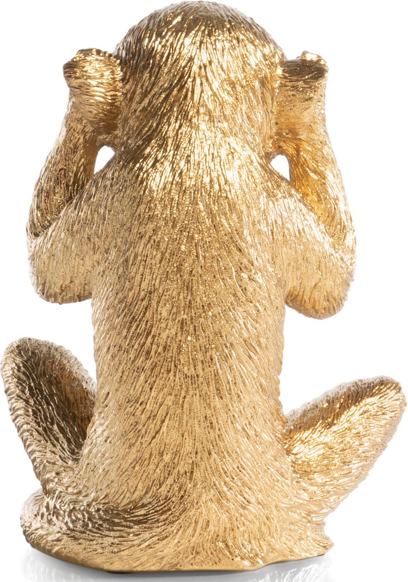 Beeld Aap ‘No Hear’ Goud – 14 x 14 x 20 cm  – Coco Maison
