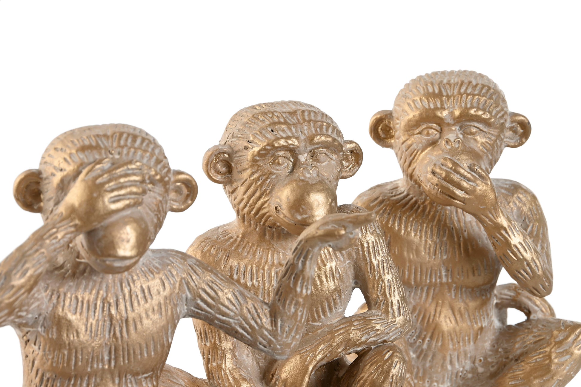 Set van 3 Gouden Apen Beeldjes – 14 cm – Decoratie met Humor | Krokomingo