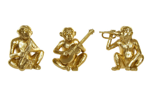 Gouden aapbeeld met muziekinstrument – verkrijgbaar met saxofoon, gitaar of trompet – speelse luxe decoratie