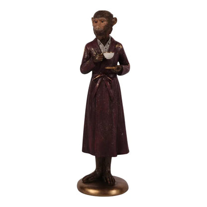 Aap Beeldje met Theekopje – Gentleman Decoratie – 27 cm – Dutch Style