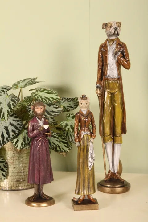 Aap Beeldje met Theekopje – Gentleman Decoratie – 27 cm – Dutch Style