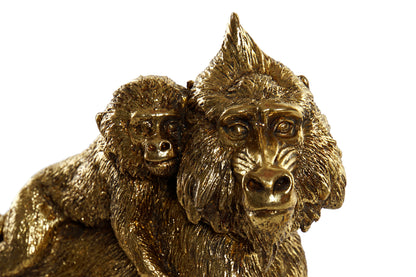 Gouden Aap met Baby – 18,5 cm Hoog – Beeldje met Baviaanlook & Jungle Flair