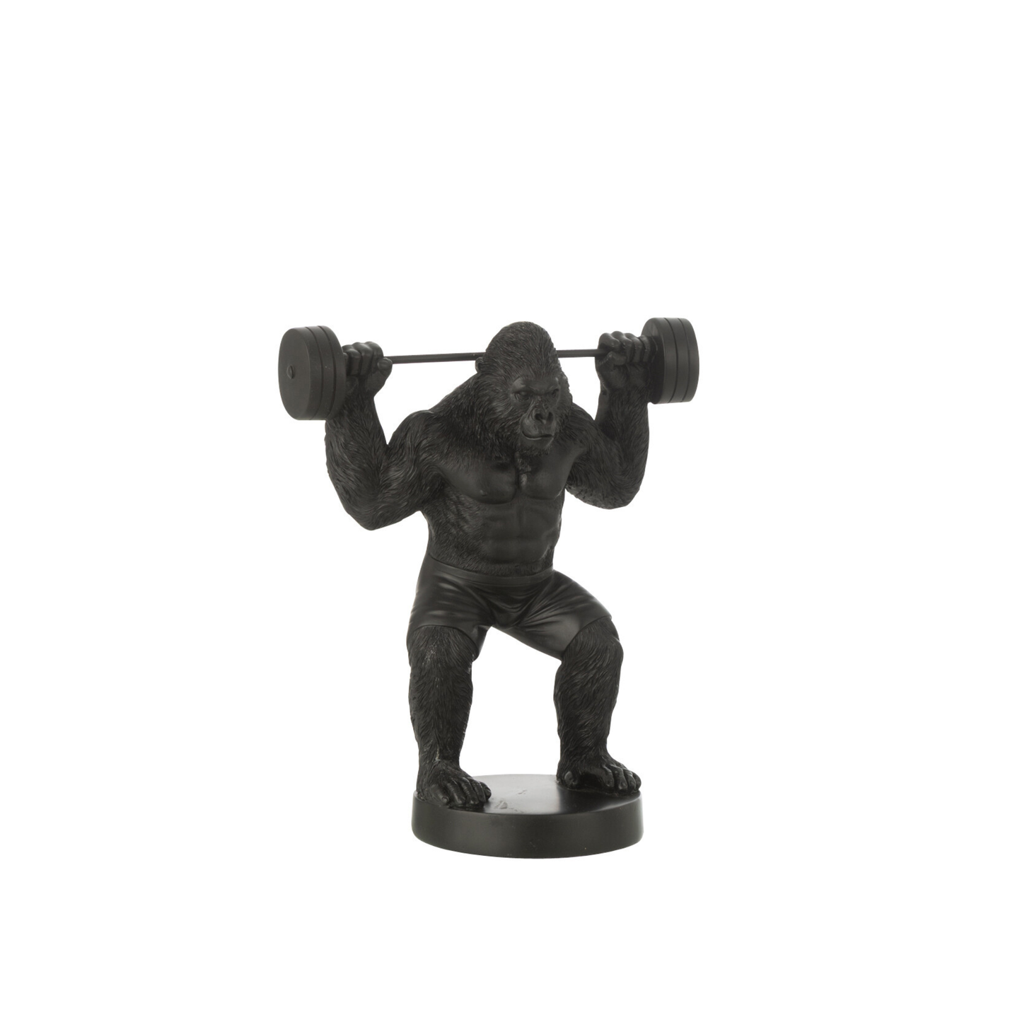 Black Gorilla Bodybuilder Statue with Dumbbell – Statement Decoration – 25.5 cm