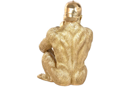 XL Beeld Gorilla Bodybuilder – Goudkleurig – 61,5 cm Hoog