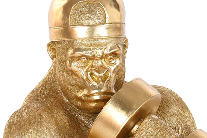 XL Beeld Gorilla Bodybuilder – Goudkleurig – 61,5 cm Hoog