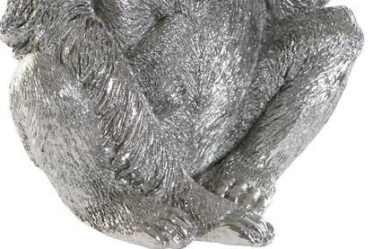 Orang-oetan Beeld met baby Zilver – Decoratief Aap Beeld