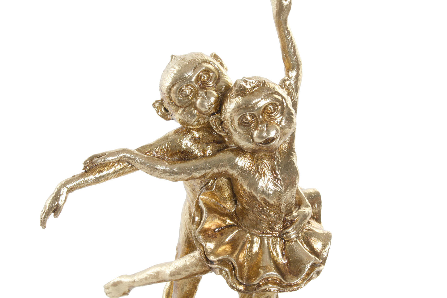 Golden Monkey Statue Dancing Duo – 29.5 cm High – Playful Sculpture with Elegant Flair