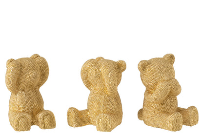 gouden beren horen zien zwijgen set van 3 – decoratieve beelden