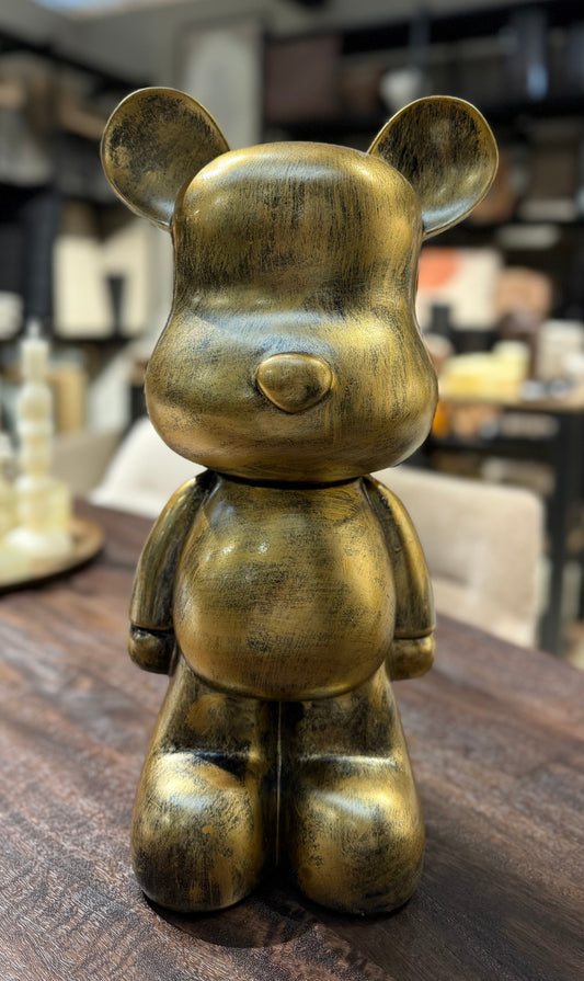 Gouden beer beeld 48 cm – moderne dieren woondecoratie