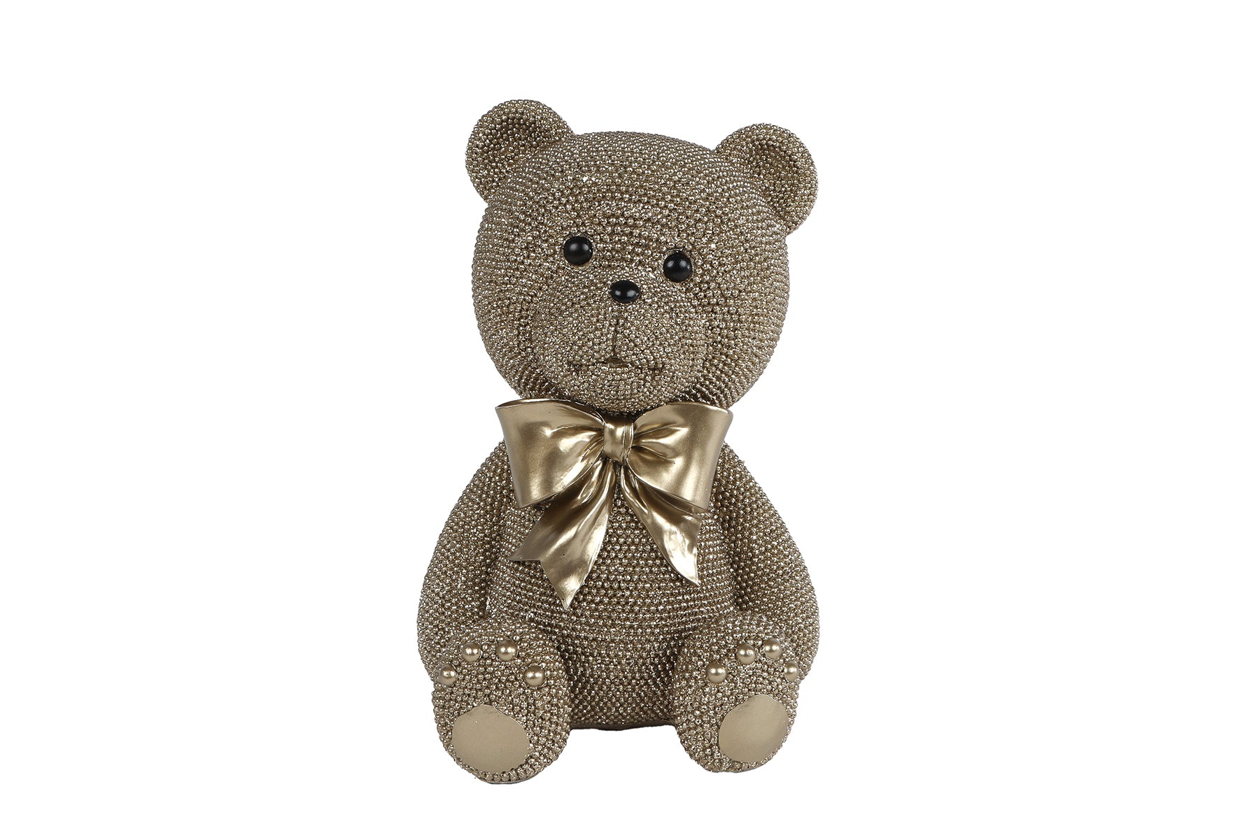 grote gouden teddybeer beeld luxe woondecoratie met strik 29cm
