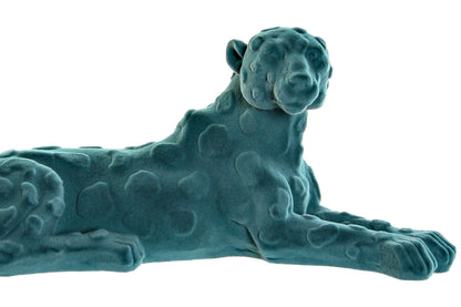 Velvet Cheetah Statue – 26.5 cm – Old Pink or Blue-Green – Soft &amp; Stylish