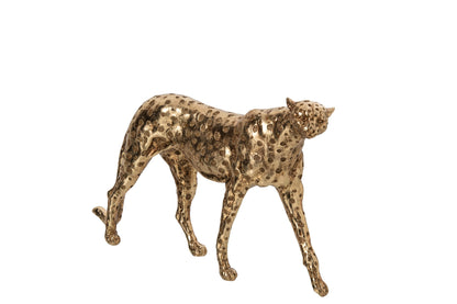Gouden cheetah beeld van J-Line 43 cm met gevlekte details