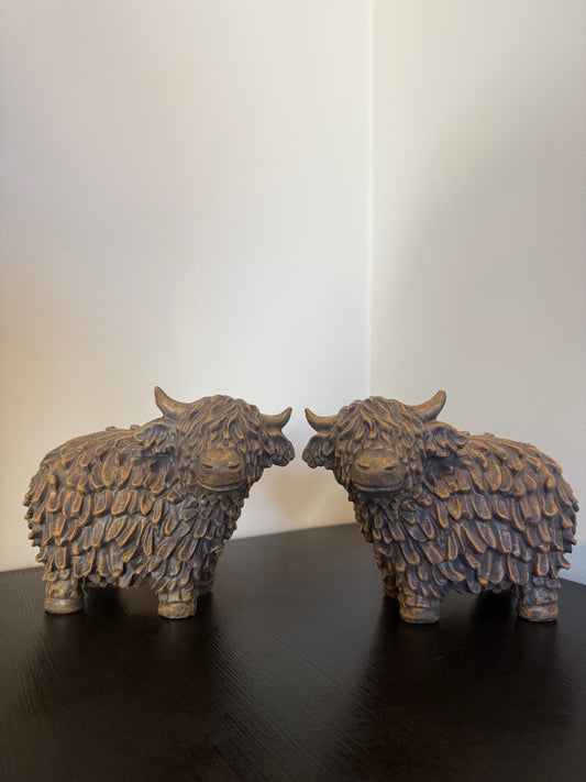 Decoratief beeld Schotse hooglanders set van 2 landelijk