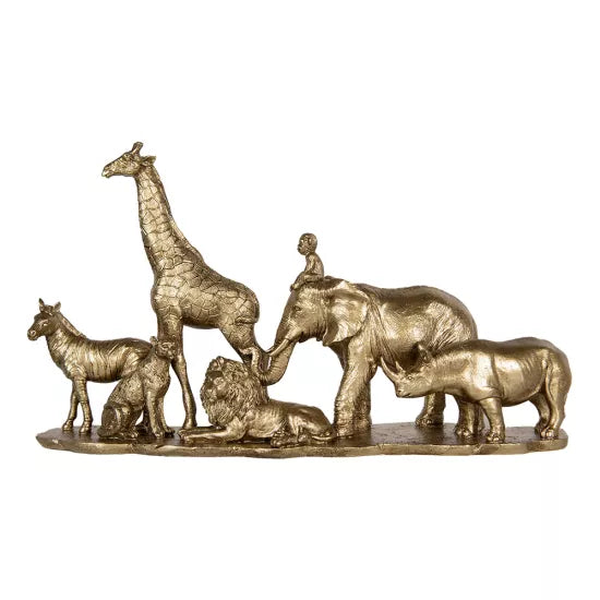 Golden Wildlife Statue – Savannah Animal Sculpture – 52x14x30 cm – Luxury Animal Decoration