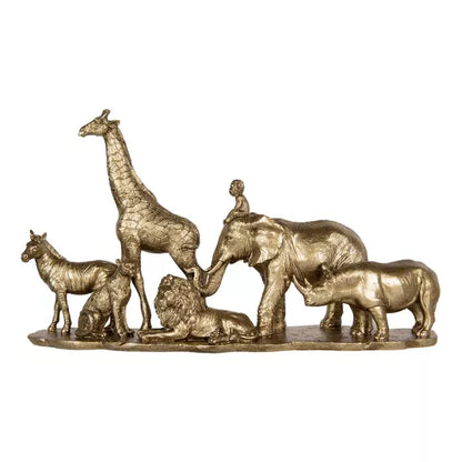 Golden Wildlife Statue – Savannah Animal Sculpture – 52x14x30 cm – Luxury Animal Decoration