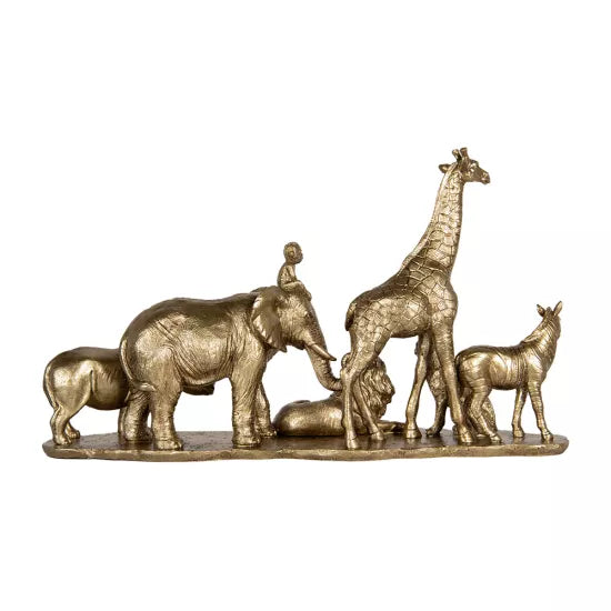 Golden Wildlife Statue – Savannah Animal Sculpture – 52x14x30 cm – Luxury Animal Decoration