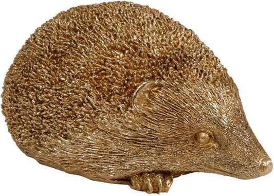 Gouden egel beeldje van polystone – herfstdecoratie 15 cm
