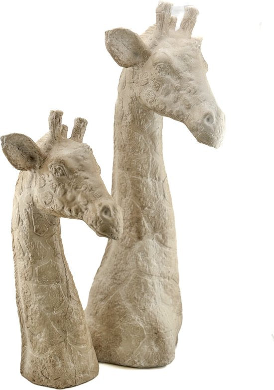 Giraffe beeld aardewerk beige groot en klein