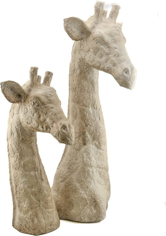 Giraffe beeld aardewerk beige groot en klein
