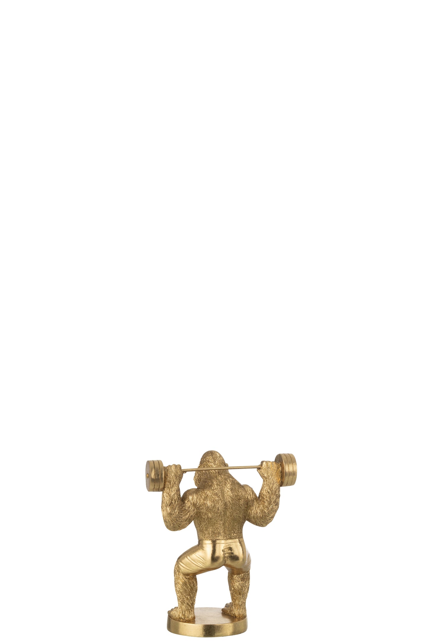 Gorilla Bodybuilder Beeld met Halter – Goud – Statement Decoratie – 25,5 cm