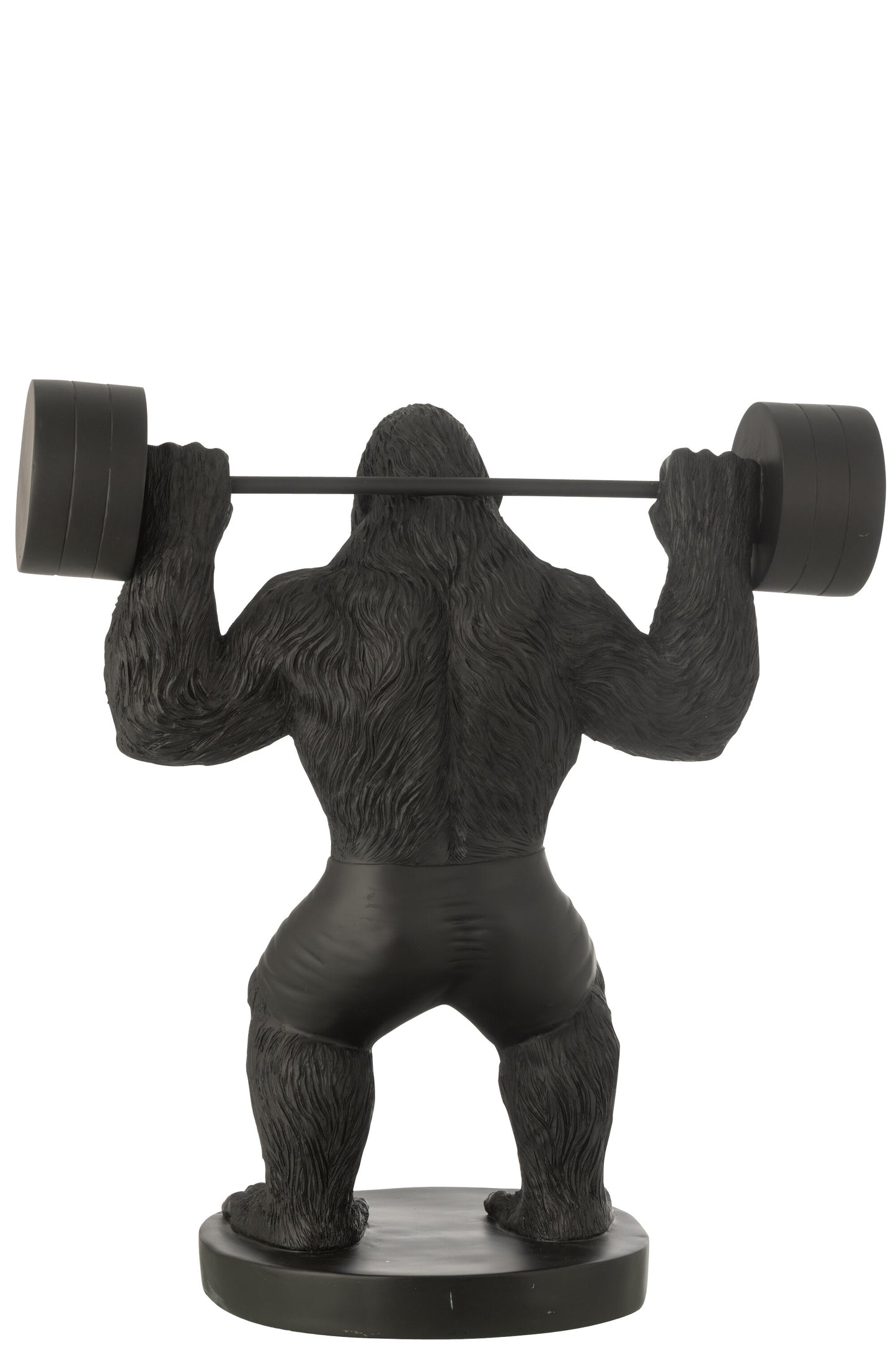 Zwarte Gorilla Bodybuilder Beeld met Halter – XL Statement Beeld