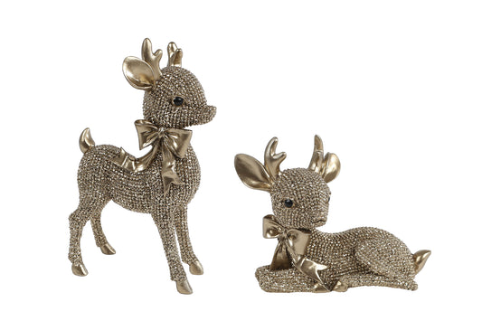 gouden hert beeld met strik staand liggend luxe woondecoratie