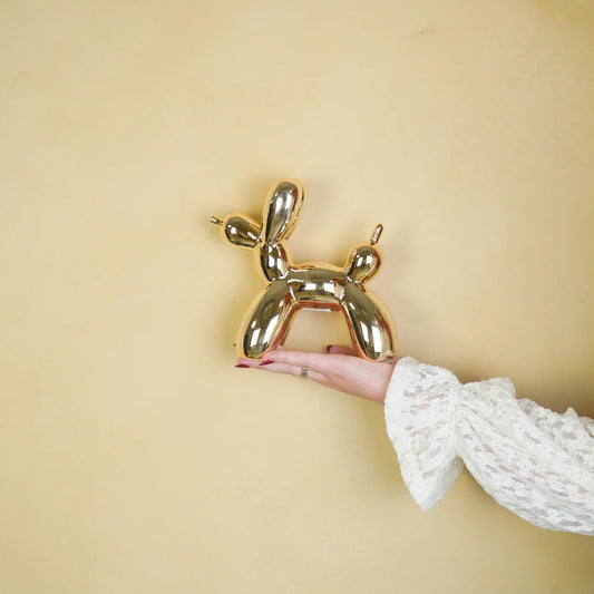 Gouden ballonhond dierenbeeld 20 cm van keramiek – Housevitamin – Krokomingo