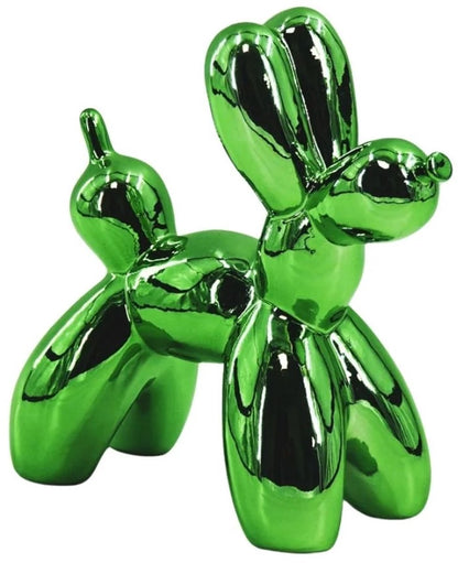 Grüner Ballonhund, metallisch – Tierfigur – 20 cm