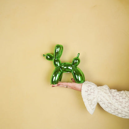 Grüner Ballonhund, metallisch – Tierfigur – 20 cm