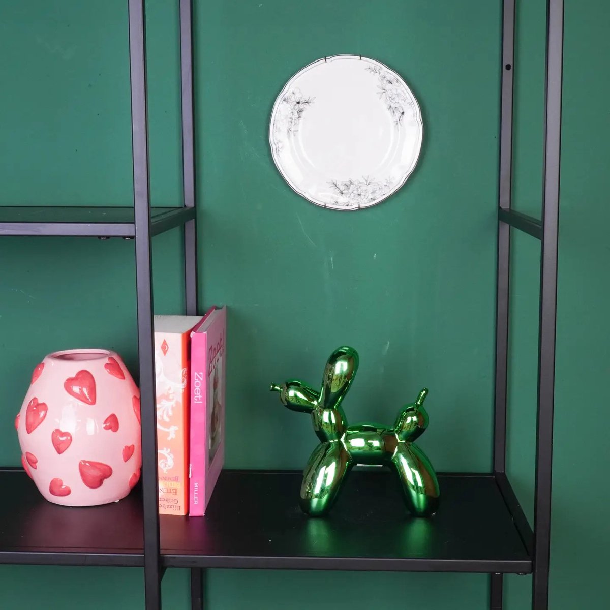 Groen metallic ballonhond decoratiebeeld van keramiek – 20 cm – Housevitamin – Krokomingo