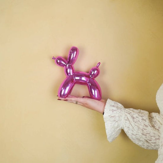 Glanzend roze ballonhond beeldje van keramiek – Housevitamin decoratie – Krokomingo