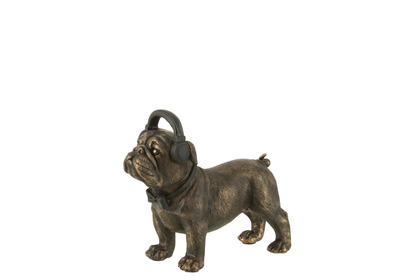 Bulldog Beats Statue – Bronzene Bulldogge mit Kopfhörern
