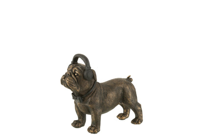 Bulldog Beats Statue – Bronzene Bulldogge mit Kopfhörern