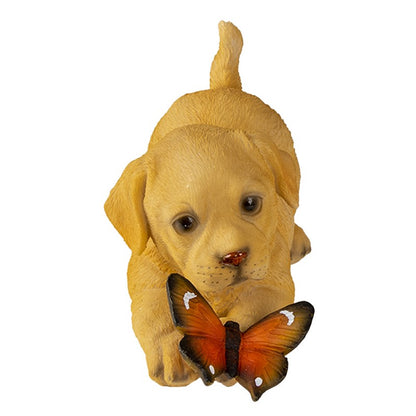 Hund mit Schmetterlingsfigur – Polyresin-Dekor