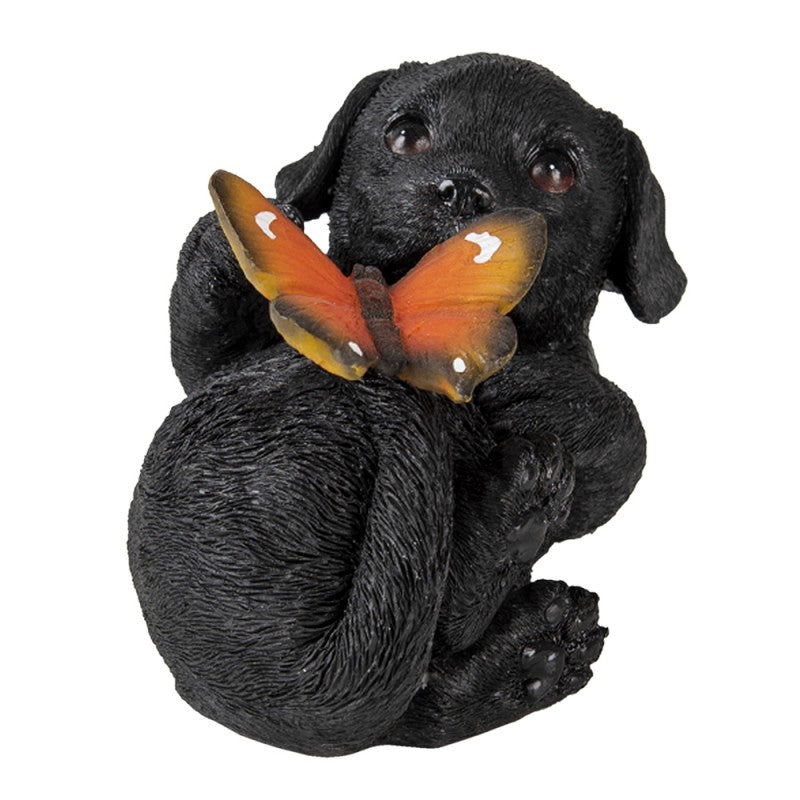 Hund mit Schmetterlingsfigur – Polyresin-Dekor
