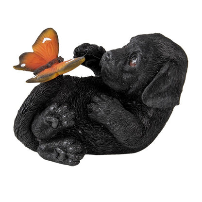 Hund mit Schmetterlingsfigur – Polyresin-Dekor